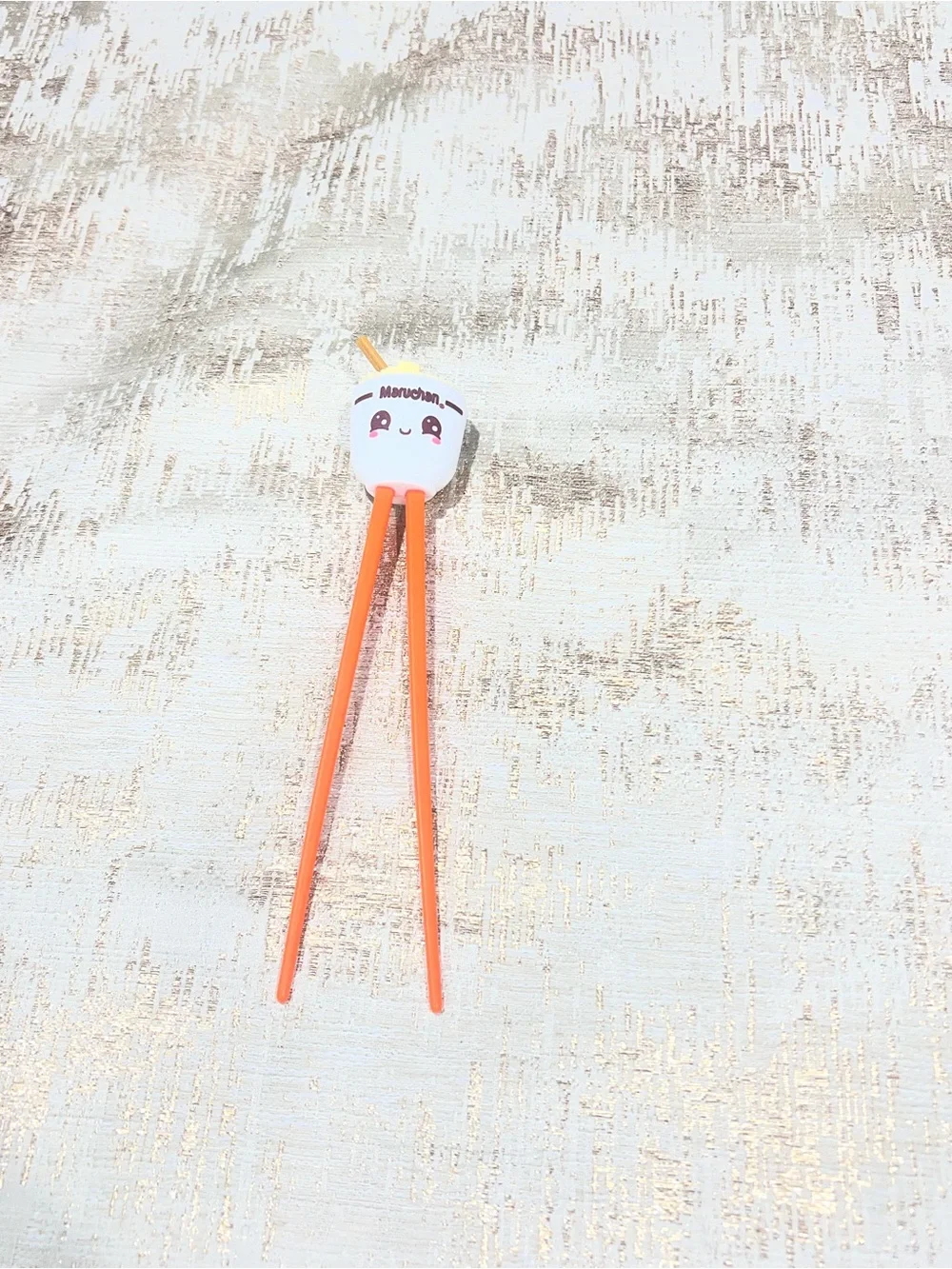 Maruchan Kids Reusable Plastic Chopsticks Set, Orange/White, 10 in